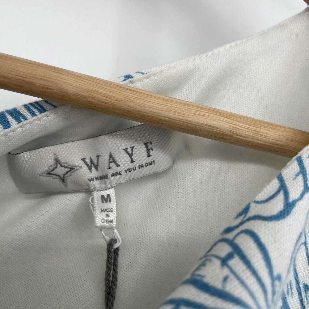 WAYF Sun Dress Coastal Beach Shell Vacation Womens Size M NWT Linen M Blue White - Picture 6 of 12